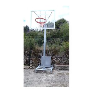 Juego canastas minibasket galvanizadas deluxe monotubo 100mm trasladables 2 ruedas con carro