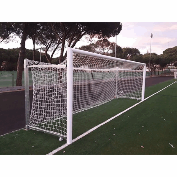 Juego porterías aluminio fútbol 11 120x100 abatibles con arquillos galvanizados en caliente